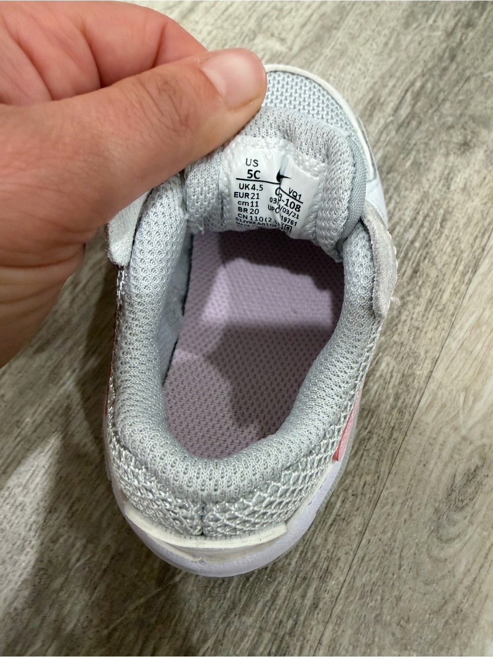 NIKE Kids White and Light Pink Athletic Sneakers - Picture 6 of 6